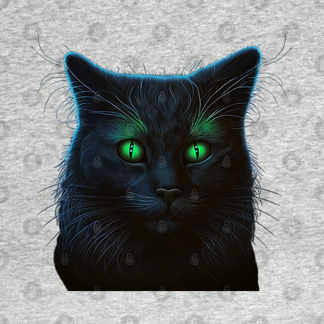 Glowing cat eyes in the dark by ai1art